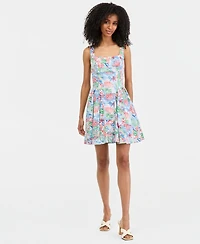 Invitee Juniors' Printed Sleeveless Fit & Flare Dress