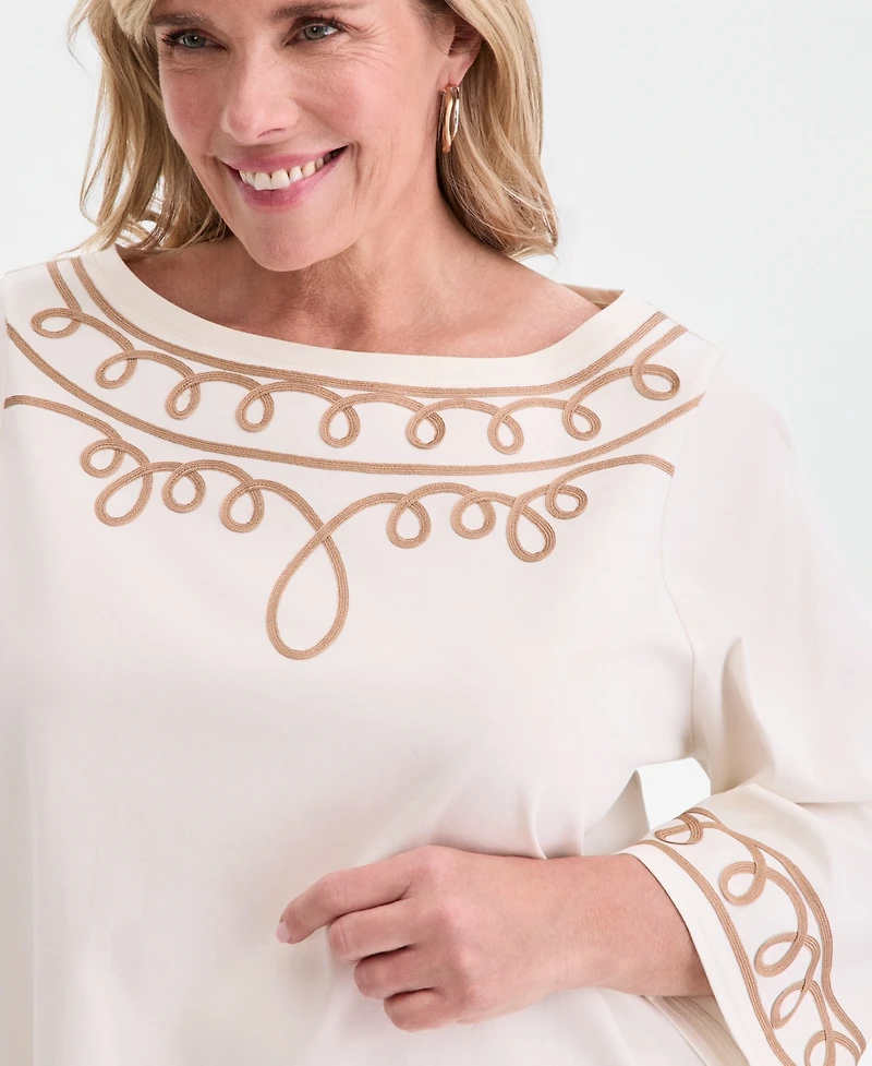 Jm Collection Plus Boat Neck Lace Detail Top, Macy's Exclusive
