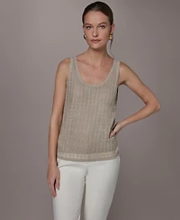 Donna Karan New York Women's Grid Pattern Sleeveless Sweater