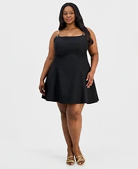 Seni & Cade Trendy Plus Chain-Strap Fit Flare Dress
