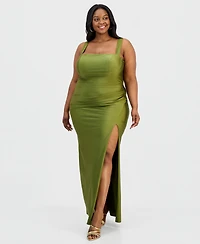 Seni & Cade Trendy Plus Sateen Bow-Back Dress