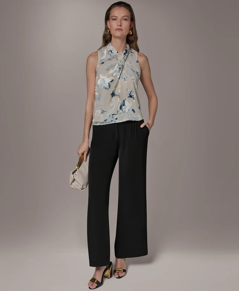 Donna Karan New York Petite Flocked Floral Top