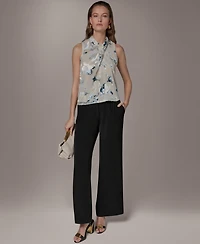 Donna Karan New York Petite Flocked Floral Top