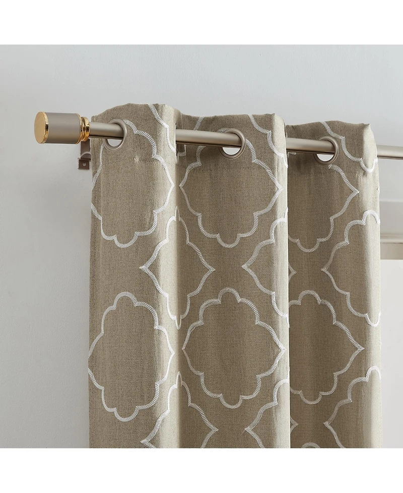 Elrene Home Fashions Valian Lattice Embroidered Blackout Window Curtain Panel