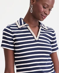 On 34th Women's Embellished Rib Polo Top, Macy's Exclusive