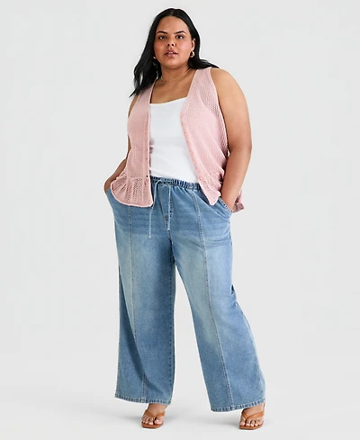 And Now This Trendy Plus Tie-Waist Wide-Leg Jeans, Macy's Exclusive