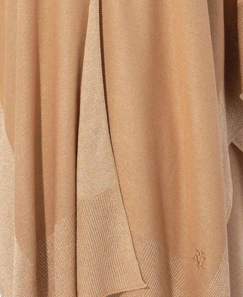 Lauren Ralph Shine Border Tissue Weight Ruana Wrap