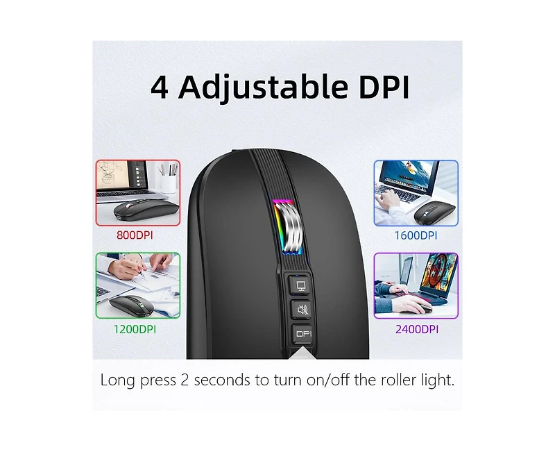 Risokeys Dual-Mode Wireless Silent Mouse