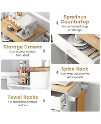 Volenca Rolling Kitchen Island Cart with Spice Rack and Adjustable Shelf, Storage Organizer