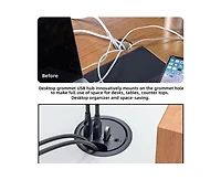 Risokeys 3-Port Usb 3.0 Desk Grommet Hub - with Audio Interface, 5Gbps Data Transfer, Desktop Splitter for Home/Office