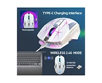 Risokeys 2.4G Wireless Rechargeable Gaming Mouse, 3 Adjustable Dpi (1000/1600/2400), Rgb Backlit, Ergonomic Design for Pc, Laptop, Gamers & Office