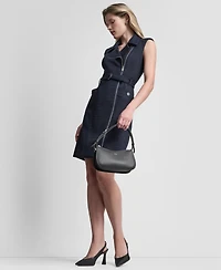 Dkny Women's Sleeveless Zipper Front Belted Jacket Dress