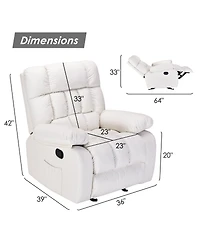 Clihome Upholstered Rocker Recliner Chair with Side Pocket,Ergonomic 110°-160°Adjustable Reclining Chairs for Adults