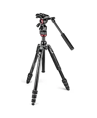 Manfrotto Befree Live 4-Section Aluminum Compact Travel Video Tripod with Fluid Head, Black/Silver