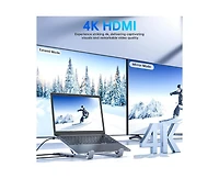 Risokeys 8-in-1 Usb C Laptop Docking Station Stand with 4K Hdmi, Ergonomic Height Adjustable Hub for Home Office & Travel