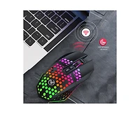Risokeys 2.4G Wireless Rechargeable Gaming Mouse, Honeycomb Hollow Design, Rgb Backlight, 3-Speed Dpi,Silent Click,for Gamers,Office Workers