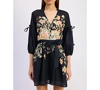 En Saison Women's Iris Long-Sleeve V-Neck Mini Dress