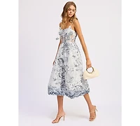 En Saison Women's Cyrus Square Neck Midi Sleeveless Dress