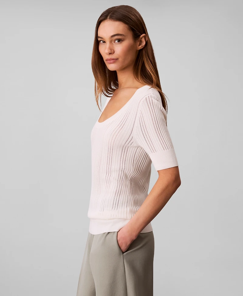 Calvin Klein Women's Gauge Short-Sleeve Sweater