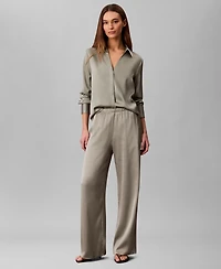 Calvin Klein Women's Hammered Fitted Collared Shirt