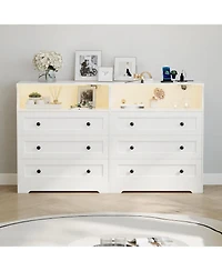 gaomon Small Dresser for Bedroom Closet Bedside with 3 Drawers, Wooden Dressers with Charging Station , Wood Chest of Drawers for Living Room