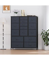 gaomon 15 Drawers Dressers, Chest of Drawers with Wood Tabletop, Metal Frame, Storage Organizer Unit with Fabric