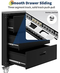 gaomon Rolling Metal Storage Cabinet with Wheels - 3-Drawer Garage & Workshop Organizer for Tools & Supplies