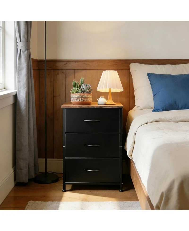 gaomon Stylish 3-Drawer Dresser with Removable Fabric Bins, Multi-Functional Storage Organizer for Bedroom, Living Room, Closet, Entryway