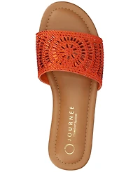 Journee Collection Women's Maria Slip On Metallic Beaded Slide Sandals