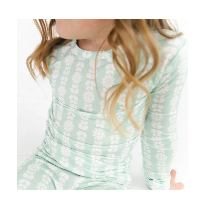 Motette Baby Girls Mint Meadows Pajama Set