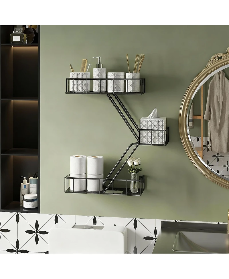 Yigii Metal Wall Shelves With Baskets For Home Decor
