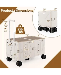 Mecale Large Foldable Utility Cart with 2-Tier Storage Crates and Telescoping Handle