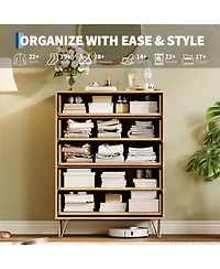 gaomon Fluted Dresser for Bedroom with 5 Drawers,32" Wide Modern Chest of Wooden Bedroom Chest