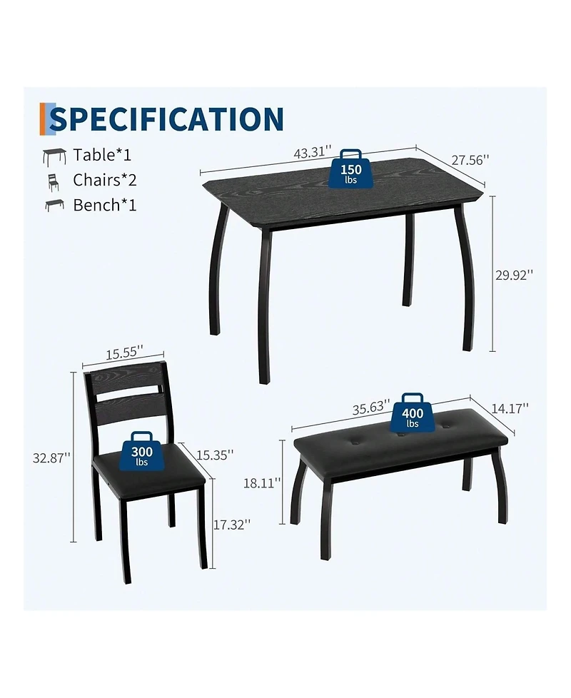 Gaomon Kitchen Table Home Dining Table Set For 4 Wooden Kitchen Table for Dining Room, Home Office