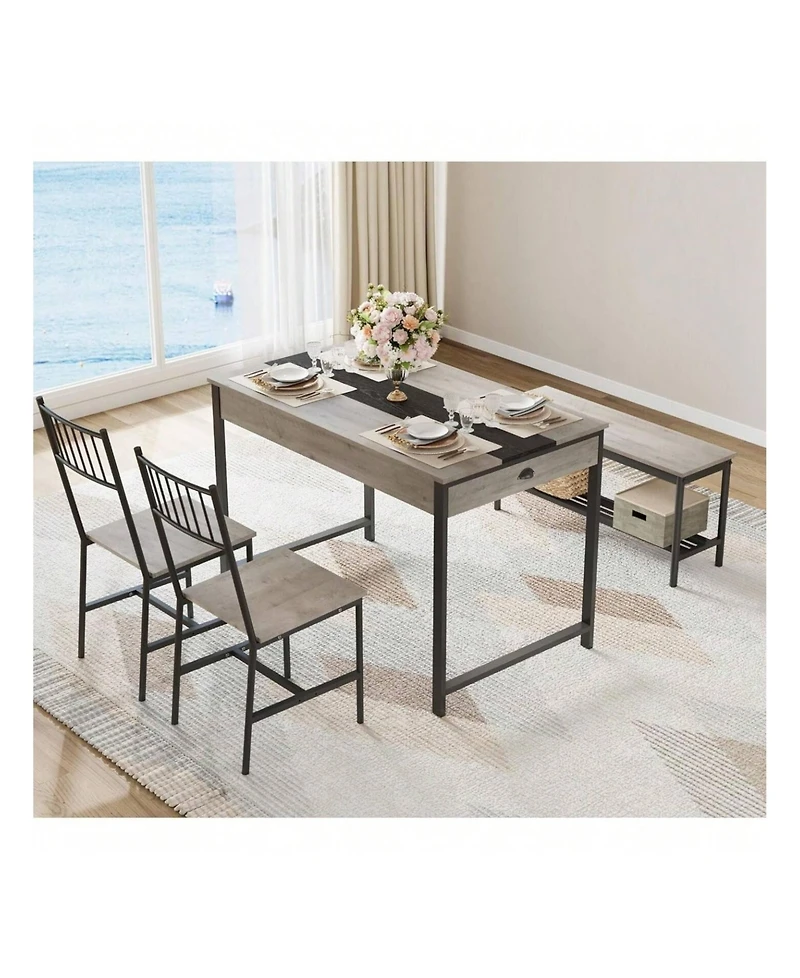 gaomon Kitchen Table Home Dining Table Set For 4 Small Kitchen Table And 2 Chairs For 4 for Dining Room, Home Office