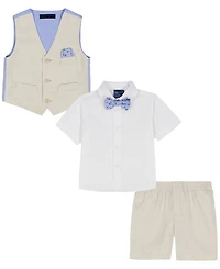 Nautica Baby Boys' V-Neck Vest, Shirt and Shorts, 3-Piece Set