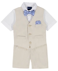 Nautica Baby Boys' V-Neck Vest, Shirt and Shorts, 3-Piece Set