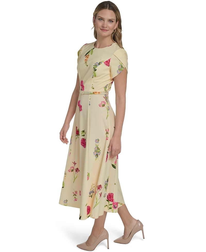 Jessica Howard Women's Crew Neck Midi Dress