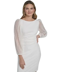 Jessica Howard Women's Long Pleated Side Tuck Sheath Dress