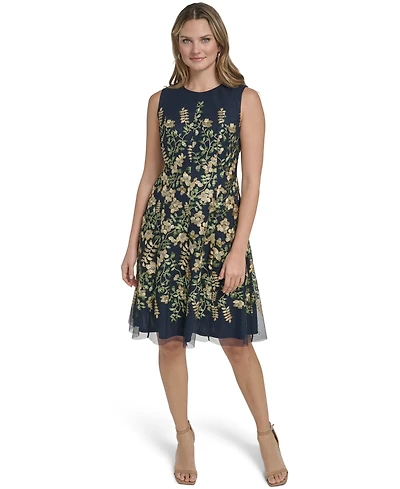 Jessica Howard Women's Sleeveless Waist Tie Midi Dress