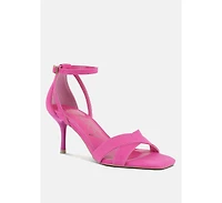 Womens Oraiku Faux Suede Cross Strap Heels