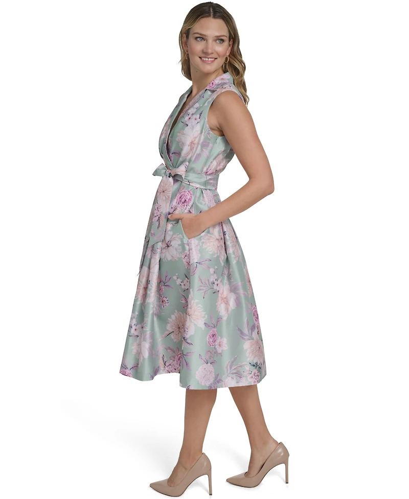 Jessica Howard Petite Sleeveless V-Neck Wrap Shirt Dress