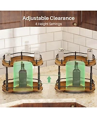 Yigii Adjustable Spice Rack for Cabinet,Sturdy Wood & Metal