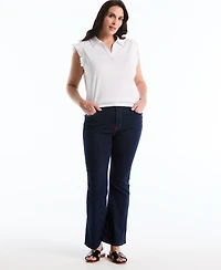 Rafaella Plus Ruffle Sleeveless Collared Polo T-Shirt