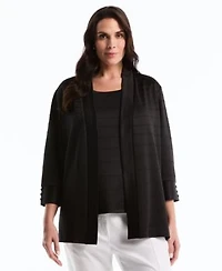 Rafaella Plus Size Ottoman Open Front Knit Cardigan Sweater Sleeveless Crewneck Top
