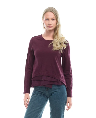 Wilt Clothing Women's Boxy Mixed Fabric Hem Tee