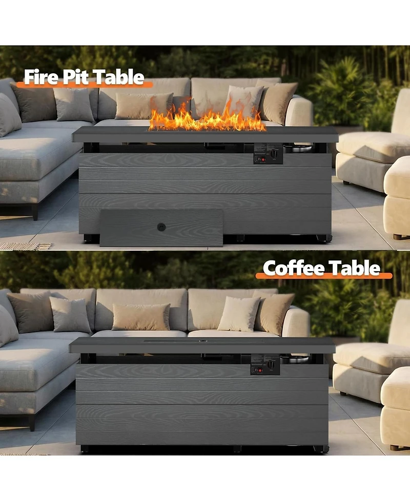 Cowsar 50" Propane Fire Pit Table, 50,000 Btu with Adjustable Flame