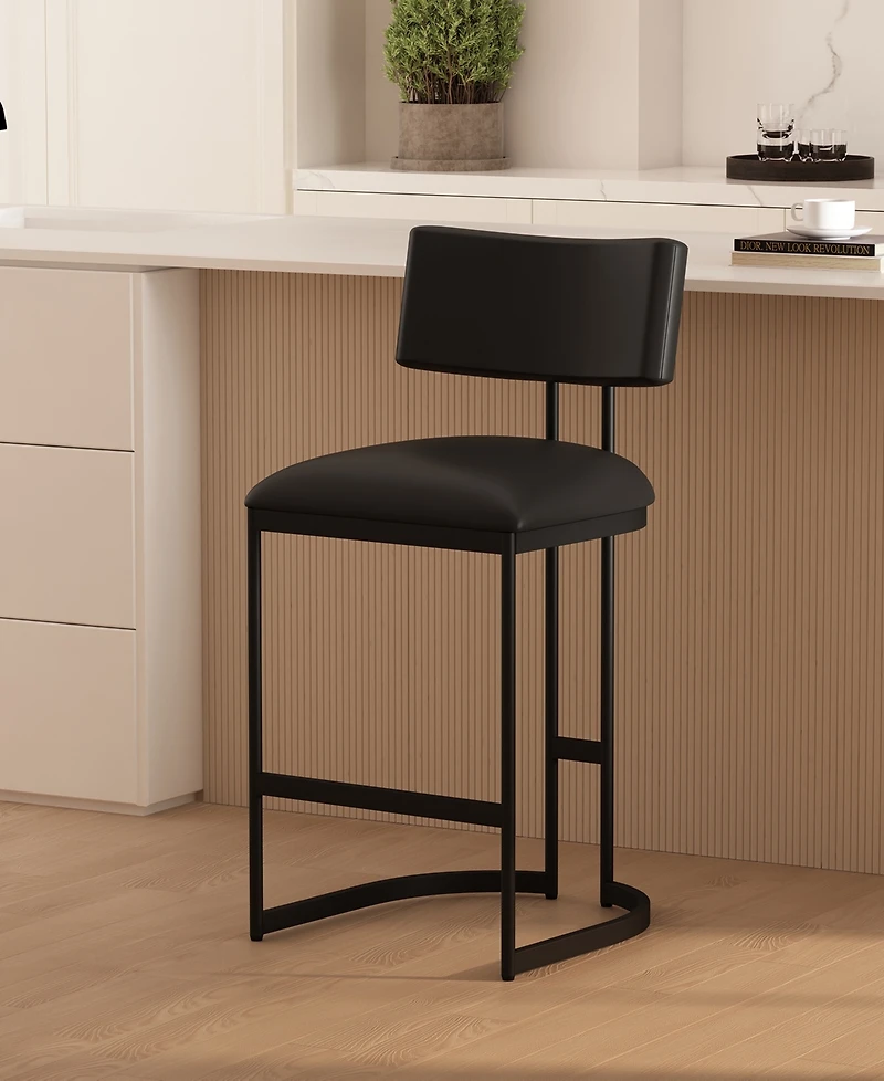 Juno 38.2" Faux Leather Upholstered Counter Stool