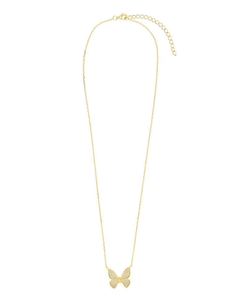 Macy's Cubic Zirconia 14k Gold Over Sterling Silver Butterfly Necklace