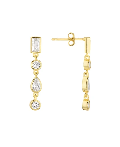 Macy's Cubic Zirconia 14k Gold Over Sterling Silver Bezel Drop Earrings